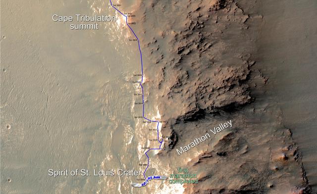 NASA image: Opportunity Rover Surpasses Marathon Distance