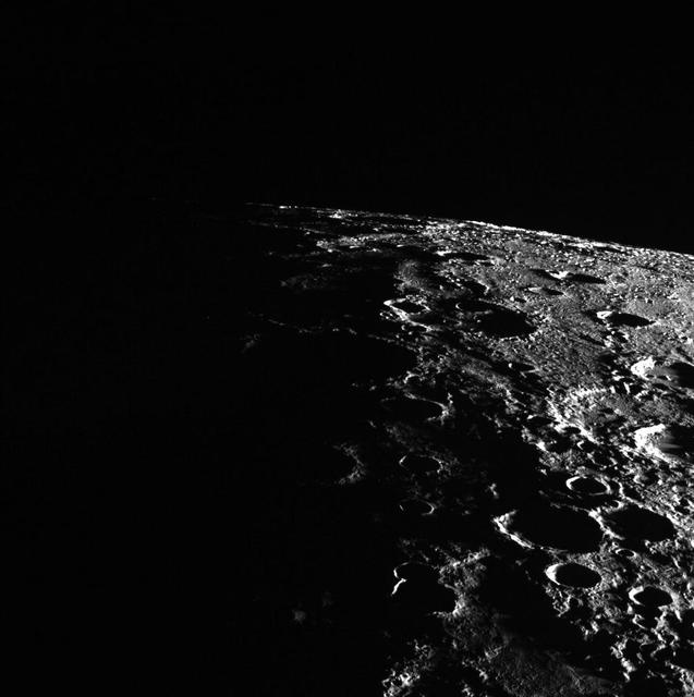 In today's image, Mercury's horizon cuts a striking edge against the stark blackness of space. On the right, sunlight harshly brings the landscape into relief while on the left, the surface is shrouded in the darkness of night. This image was acquired as part of MDIS's limb imaging campaign. Once per week, MDIS captures images of Mercury's limb, with an emphasis on imaging the southern hemisphere limb. These limb images provide information about Mercury's shape and complement measurements of topography made by the Mercury Laser Altimeter (MLA) of Mercury's northern hemisphere. Date acquired: January 20, 2015 Image Mission Elapsed Time (MET): 64084239 Image ID: 7831084 Instrument: Wide Angle Camera (WAC) of the Mercury Dual Imaging System (MDIS) WAC filter: 7 (748 nanometers) Center Latitude: -54.45° Center Longitude: 90.52° E Center Resolution: 401 meters/pixel http://photojournal.jpl.nasa.gov/catalog/PIA19192