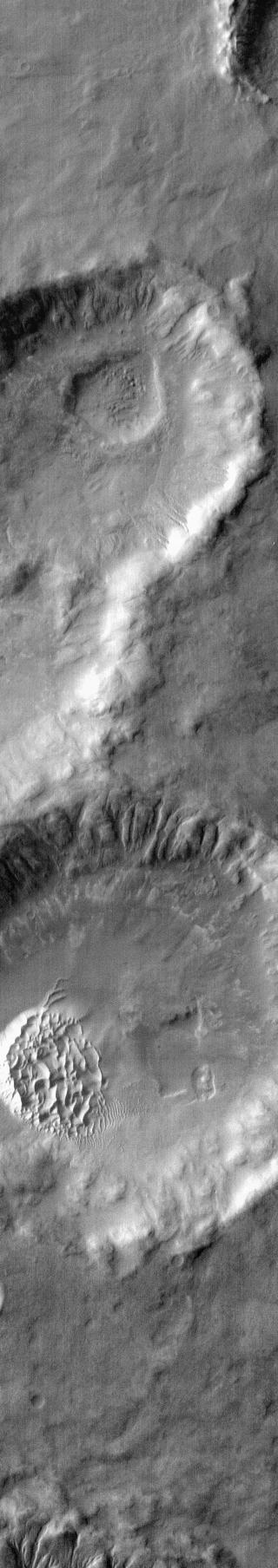 This infrared image captured by NASA 2001 Mars Odyssey spacecraft shows dunes in an unnamed crater in Noachis Terra.  Latitude: -49.5174 Longitude: 33.942 Instrument: IR Captured: 2015-01-27 07:56