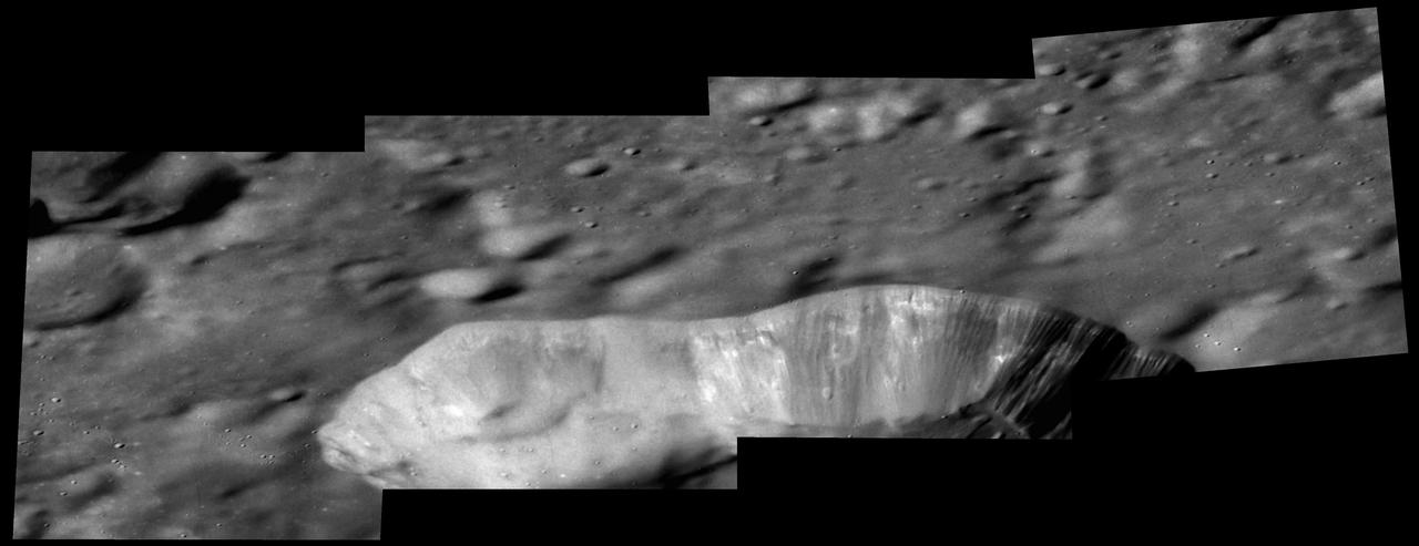 This series of oblique images highlight the wall and exterior of the beautiful volcanic vent located to the northeast of Rachmaninoff basin and west of Copland crater. Layering can be seen along a portion of the wall and the exterior is smooth due to a blanket of fine particles of lava that were ejected explosively from the vent in a pyroclastic eruption. This vent is deeper than Earth's Grand Canyon. http://photojournal.jpl.nasa.gov/catalog/PIA19282