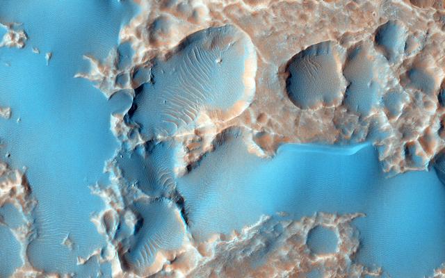 NASA image: Pits in Hale Crater Ejecta