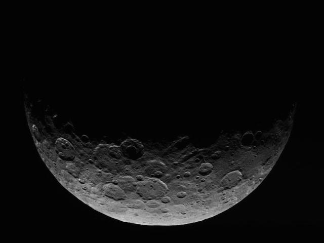 This image of Ceres is part of a sequence taken by NASA Dawn spacecraft April 24 to 26, 2015, from a distance of 8,500 miles 13,500 kilometers.  http://photojournal.jpl.nasa.gov/catalog/PIA19321