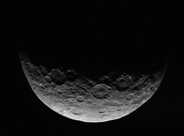 This image of Ceres is part of a sequence taken by NASA Dawn spacecraft April 24 to 26, 2015, from a distance of 8,500 miles 13,500 kilometers.  http://photojournal.jpl.nasa.gov/catalog/PIA19322