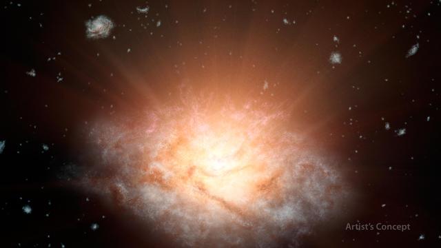 NASA image: Dusty Sunrise at Core of Galaxy Artist Concept
