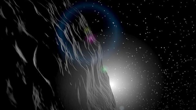 This artist rendition shows the asteroid Vesta and is part of the Mission Art series from NASA's Dawn mission.  http://photojournal.jpl.nasa.gov/catalog/PIA19369