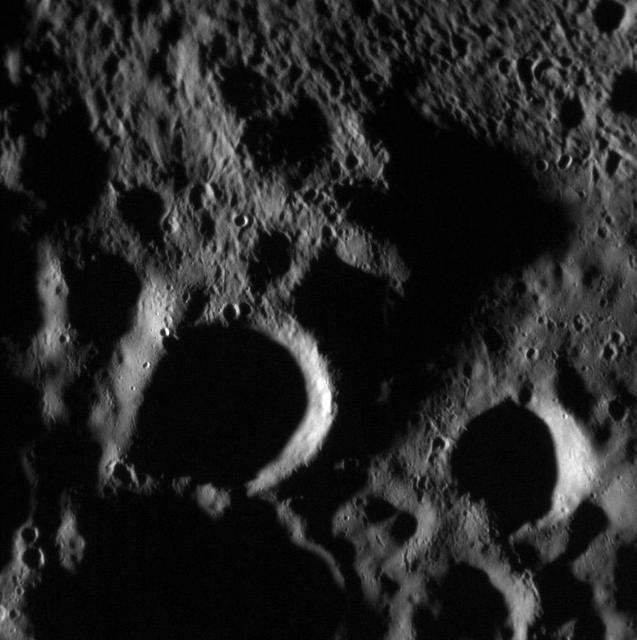 NASA MESSENGER is again sending images back to Earth after the spacecraft emerged from superior solar conjunction, when communication is largely blocked by the Sun. These will be some of our last views of Mercury from MESSENGER. Featured here is the ejecta blanket of a fresh impact crater located just outside the scene. Ejecta scoured the surface leaving behind beautiful patterns of secondary craters. Date acquired: April 16, 2015 Image Mission Elapsed Time (MET): 71544702 Image ID: 8343072 Instrument: Narrow Angle Camera (NAC) of the Mercury Dual Imaging System (MDIS) Center Latitude: 55.67° Center Longitude: 97.37° E Resolution: 19.9 meters/pixel Scale: This scene is approximately 20 km (12 miles) across http://photojournal.jpl.nasa.gov/catalog/PIA19424