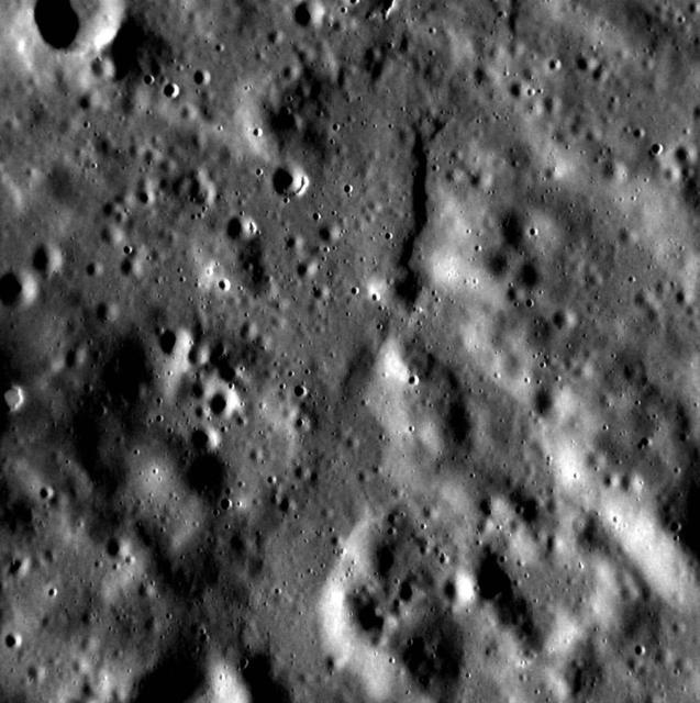 As NASA MESSENGER enters its final days, we are getting our last looks at some of our favorite features. Hollows, discovered in MDIS images during the orbital phase of the mission, are always photogenic. Three small hollows can be spotted in this scene located to the northwest of the Caloris basin near Timgad Vallis, including one that is surrounded by low-reflectance material. Date acquired: April 14, 2015 Image Mission Elapsed Time (MET): 71304311 Image ID: 8326733 Instrument: Narrow Angle Camera (NAC) of the Mercury Dual Imaging System (MDIS) Center Latitude: 59.1° Center Longitude: 116.2° E Resolution: 17.1 meters/pixel Scale: This scene is approximately 17 km (11 miles) across http://photojournal.jpl.nasa.gov/catalog/PIA19425