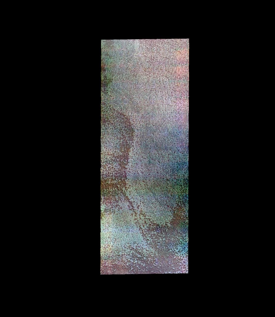 The THEMIS VIS camera contains 5 filters. The data from different filters can be combined in multiple ways to create a false color image. This image from NASA 2001 Mars Odyssey spacecraft shows the surface of the south polar cap during springtime.  Orbit Number: 7298 Latitude: -82.1416 Longitude: 128.053 Instrument: VIS Captured: 2003-08-07 07:32  http://photojournal.jpl.nasa.gov/catalog/PIA19461