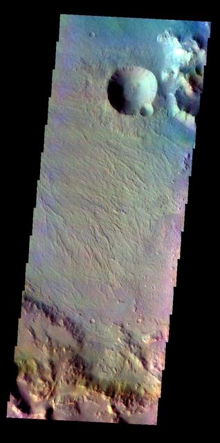 NASA image: Saheki Crater - False Color