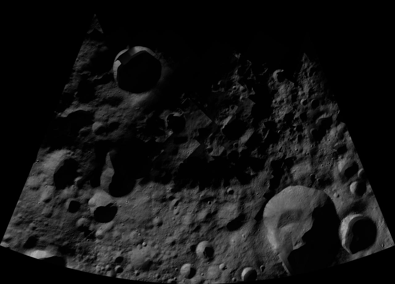 This image of Caparronia AV-L-04, from the atlas of the giant asteroid Vesta, was created from images taken as NASA Dawn mission flew around the object, also known as a protoplanet. The set of maps was created from mosaics of10,000 images from Dawn's framing camera instrument, taken at a low altitude of about 130 miles (210 kilometers). This map is mostly at a scale about that of regional road touring maps, where every inch of map is equivalent to a little more than 3 miles of asteroid (one centimeter equals 2 kilometers). http://photojournal.jpl.nasa.gov/catalog/PIA19508