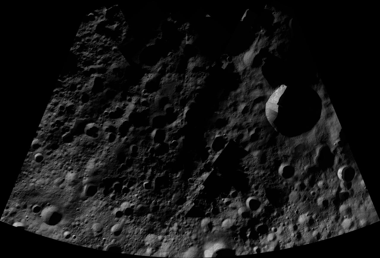 This image of Mamilia AV-L-06, from the atlas of the giant asteroid Vesta, was created from images taken as NASA Dawn mission flew around the object, also known as a protoplanet. The set of maps was created from mosaics of10,000 images from Dawn's framing camera instrument, taken at a low altitude of about 130 miles (210 kilometers). This map is mostly at a scale about that of regional road touring maps, where every inch of map is equivalent to a little more than 3 miles of asteroid (one centimeter equals 2 kilometers). http://photojournal.jpl.nasa.gov/catalog/PIA19510