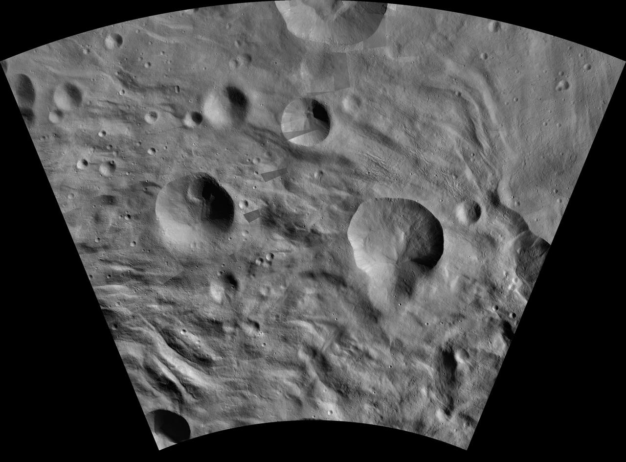 This image of Aquilia AV-L-24, from the atlas of the giant asteroid Vesta, was created from images taken as NASA Dawn mission flew around the object, also known as a protoplanet. The set of maps was created from mosaics of10,000 images from Dawn's framing camera instrument, taken at a low altitude of about 130 miles (210 kilometers). This map is mostly at a scale about that of regional road touring maps, where every inch of map is equivalent to a little more than 3 miles of asteroid (one centimeter equals 2 kilometers). http://photojournal.jpl.nasa.gov/catalog/PIA19528