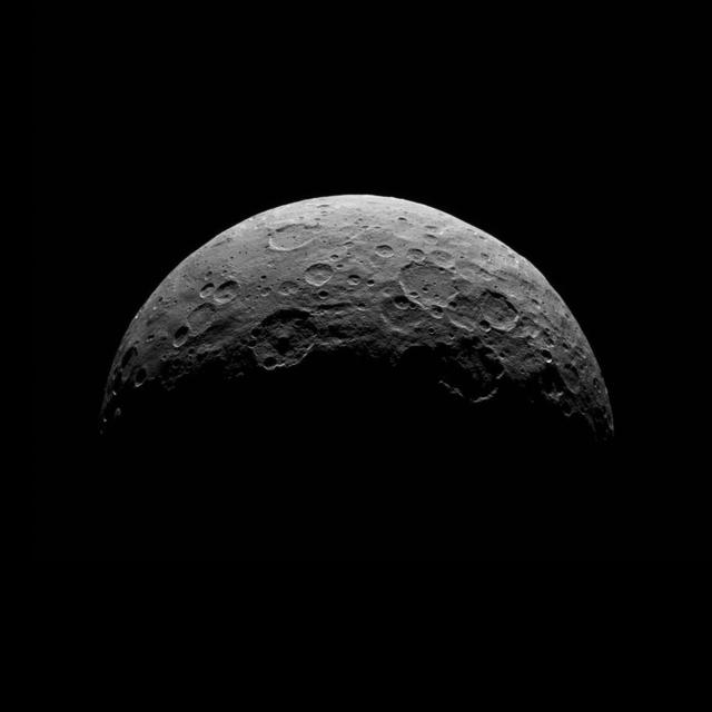This image of Ceres is part of a sequence taken by NASA Dawn spacecraft April 24 to 26, 2015, from a distance of 8,500 miles 13,500 kilometers.  http://photojournal.jpl.nasa.gov/catalog/PIA19536