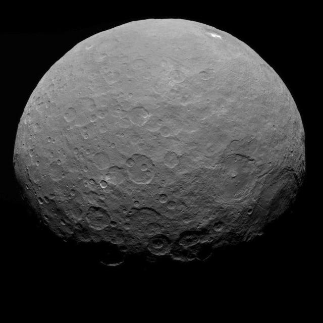 This image of Ceres is part of a sequence taken by NASA Dawn spacecraft on May 7, 2015, from a distance of 8,400 miles 13,600 kilometers.  http://photojournal.jpl.nasa.gov/catalog/PIA19558