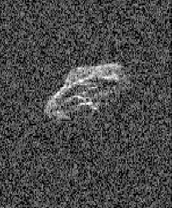 Scientists using two giant, Earth-based radio telescopes bounced radar signals off passing asteroid 2011 UW158 to create images for this animation showing the rocky body's fast rotation.  The passing asteroid made its closest approach to Earth on July 19, 2015 at 7:37 a.m. PST (4:37 a.m. EST) at a distance of about 1.5 million miles (2.4 million kilometers, or 6 times the distance from Earth to the moon). The close proximity during the pass made 2011 UW158 one of the best asteroid flybys of 2015 for imaging from Earth using radar.  The radar images reveal that the shape of the asteroid is extremely irregular and quite elongated. Prominent parallel, linear features run along the length of the object that cause a large increase in brightness of the radar images as they rotate into view.  Scientists note that the asteroid appears to be fairly unusual. Its fast rotation suggests the object has greater mechanical strength than other asteroids its size. A fast-rotating asteroid with lower mechanical strength would tend to split apart.  To obtain the views, researchers paired the 230-foot- (70-meter-) wide Deep Space Network antenna at Goldstone, California, in concert with the National Radio Astronomy Observatory's 330-foot (100-meter) Green Bank Telescope. Using this technique, the Goldstone antenna beams a radar signal at an asteroid and Green Bank receives the reflections. The technique, referred to as a bi-static observation, dramatically improves the amount of detail that can be seen in radar images. The new views obtained with the technique show features as small as about 24 feet (7.5 meters) wide.  The 171 individual images used in the movie were generated from data collected on July 18. They show the asteroid is approximately 2000 by 1000 feet (600 by 300 meters) across. The observations also confirm earlier estimates by astronomers that the asteroid rotates quickly, completing one spin in just over half an hour. The movie spans a period of about an hour and 45 minutes.  The trajectory of asteroid 2011 UW158 is well understood. This flyby was the closest approach the asteroid will make to Earth for at least the next 93 years.  Asteroid 2011 UW158 was discovered on October 25, 2011, by the PanSTARRS 1 telescope, located on the summit of Haleakala on Maui, Hawaii. Managed by the University of Hawaii, the PanSTARRS survey receives NASA funding.  Radar is a powerful technique for studying an asteroid's size, shape, rotation state, surface features and surface roughness, and for improving the calculation of asteroid orbits. Radar measurements of asteroid distances and velocities often enable computation of asteroid orbits much further into the future than if radar observations weren't available.  http://photojournal.jpl.nasa.gov/catalog/PIA19644