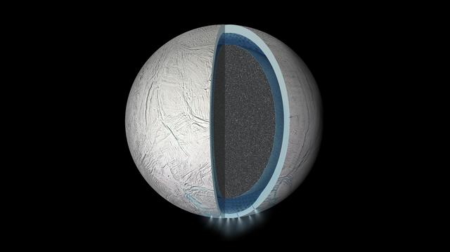 Global Ocean on Enceladus Artist Rendering