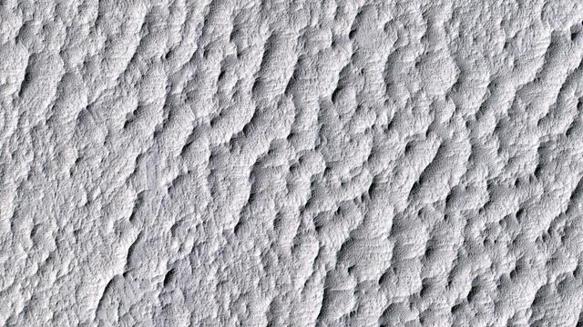 This image from the High Resolution Imaging Science Experiment (HiRISE) camera on NASA's Mars Reconnaissance Orbiter shows a location on Mars associated with the best-selling novel and Hollywood movie, "The Martian." It is the science-fiction tale's planned landing site for the Ares 4 mission.  The novel placed the Ares 4 site on the floor of a very shallow crater in the southwestern corner of Schiaparelli Crater. This HiRISE image shows a flat region there entirely mantled by bright Martian dust. There are no color variations, just uniform reddish dust. A pervasive, pitted texture visible at full resolution is characteristic of many dust deposits on Mars. No boulders are visible, so the dust is probably at least a meter thick.  Past Martian rover and lander missions from NASA have avoided such pervasively dust-covered regions for two reasons. First, the dust has a low thermal inertia, meaning that it gets extra warm in the daytime and extra cold at night, a thermal challenge to survival of the landers and rovers (and people). Second, the dust hides the bedrock, so little is known about the bedrock composition and whether it is of scientific interest.  This view is one image product from HiRISE observation ESP_042014_1760, taken July 14, 2015, at 3.9 degrees south latitude, 15.2 degrees east longitude.   http://photojournal.jpl.nasa.gov/catalog/PIA19914