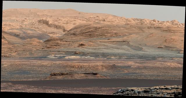 NASA image: Glimpse of Bagnold Dunes Edging Mount Sharp