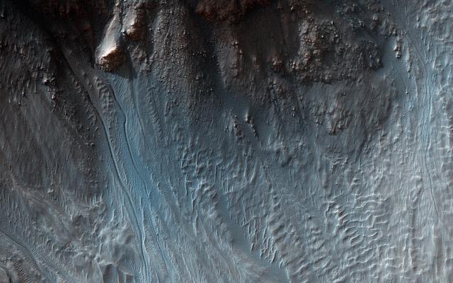 NASA image: Gullies in a Central Pit Crater