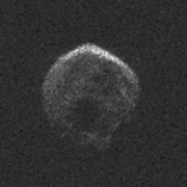 This partial frame from an animation was generated using radar data collected by the National Science Foundation 1,000-foot 305-meter Arecibo Observatory in Puerto Rico.