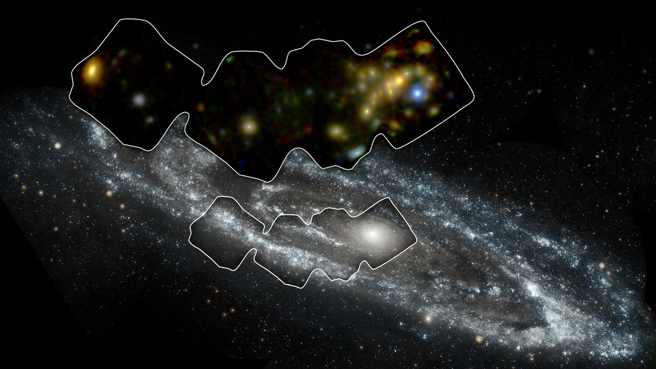 These images from NASA GALEX and NuSTAR is of Andromeda, a spiral galaxy like our Milky Way but larger in size. It lies 2.5 million light-years away in the Andromeda constellation.
