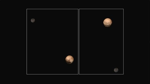 Pluto shows two remarkably different sides in these color images of the planet and its largest moon, Charon, taken by NASA New Horizons on June 25 and June 27, 2015. http://photojournal.jpl.nasa.gov/catalog/PIA20292
