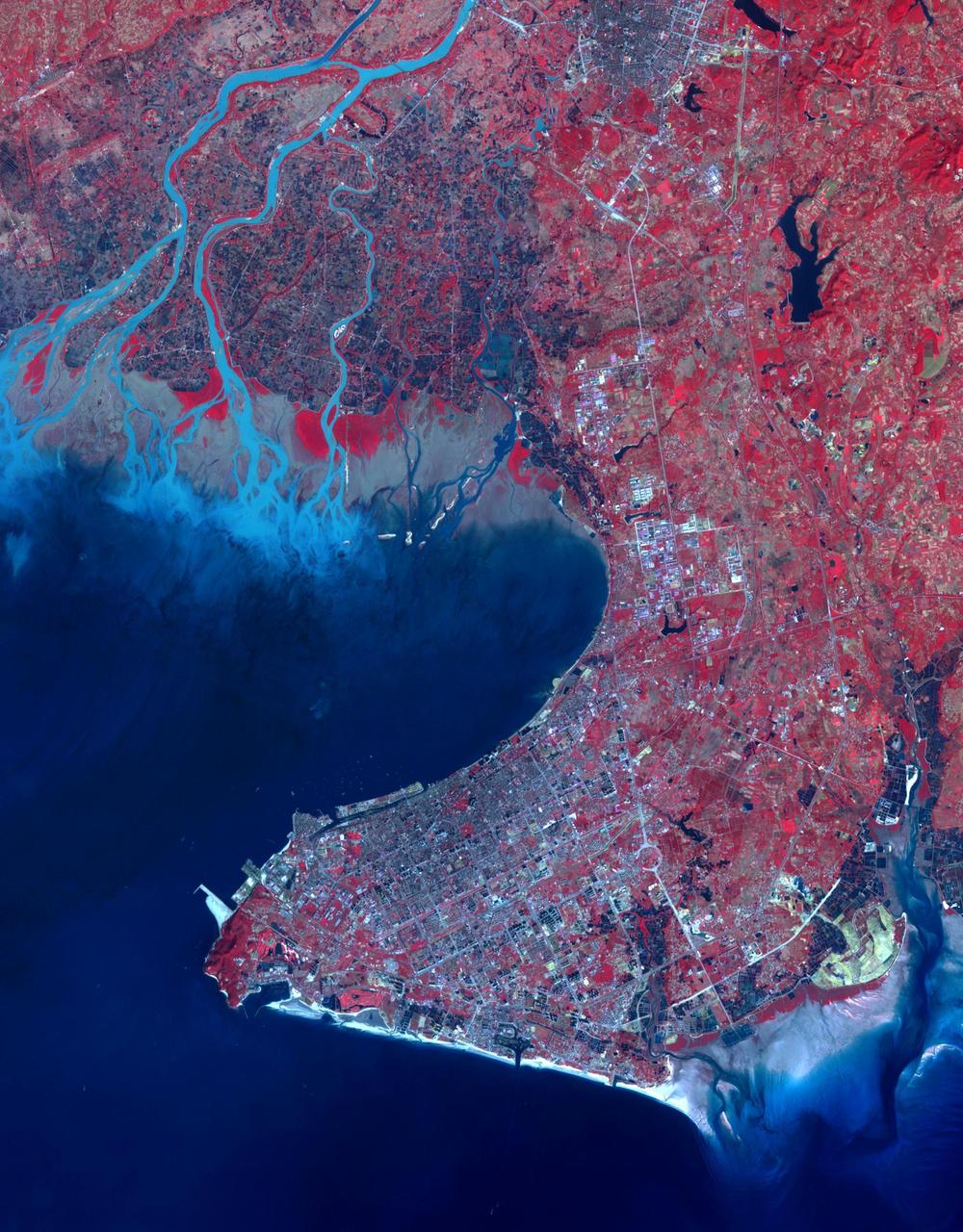 This image from NASA Terra spacecraft shows Beihai, a city in the south of Guangxi, People republic of China.