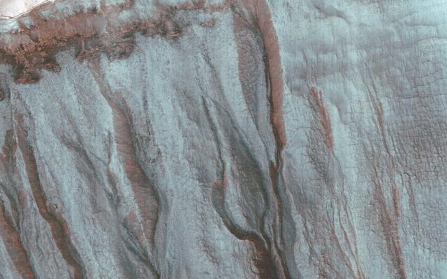 NASA image: Frosted Gully Slopes in Shadows