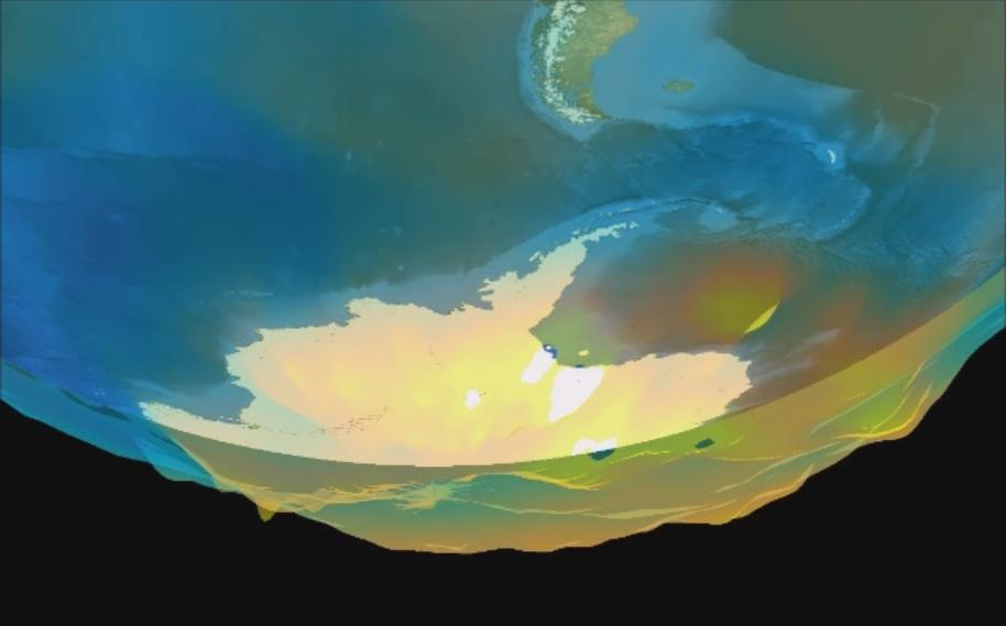 Visualization of the formation and evolution of the Antarctic Vortex ozone hole over the South Pole from Sept. 1 to Dec. 4, 2014, created using data from NASA Aqua spacecraft.