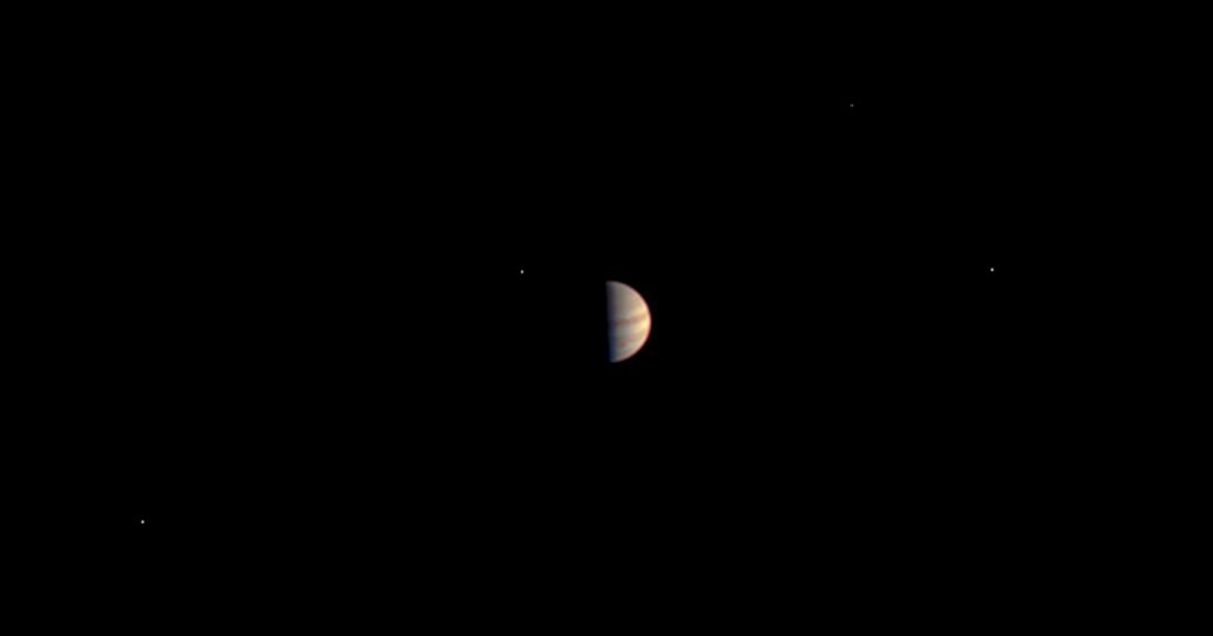 This is the final view taken by the JunoCam instrument on NASA's Juno spacecraft before Juno instruments were powered down in preparation for orbit insertion.