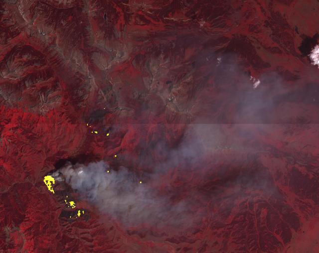 NASA image: Wyoming Wildfire Spotted by NASA Spacecraft