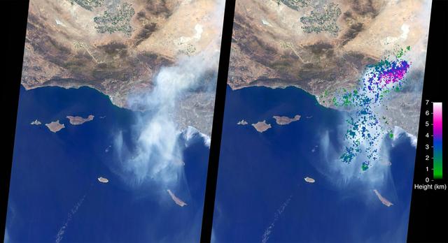 NASA image: NASA MISR Studies Smoke Plumes from California Sand Fire