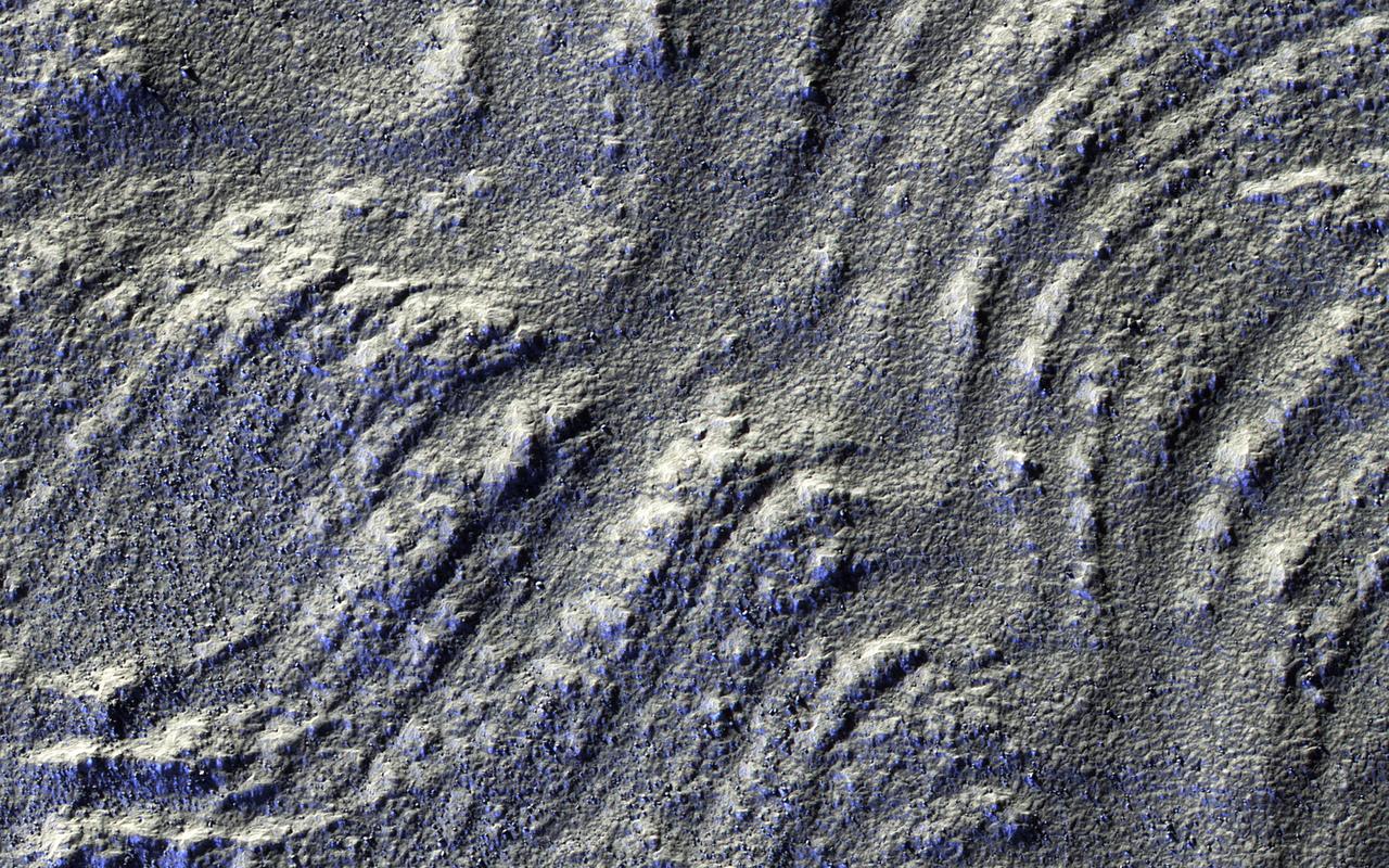 This image has low-sun lighting that accentuates the many transverse ridges on this slope, extending from Euripus Mons (mountains). These flow-like structures were previously called "lobate debris aprons," but the Shallow Radar (SHARAD) instrument on MRO has shown that they are actually debris-covered flows of ice, or glaciers. There is no evidence for present-day flow of these glaciers, so they appear to be remnants of past climates. http://photojournal.jpl.nasa.gov/catalog/PIA20745