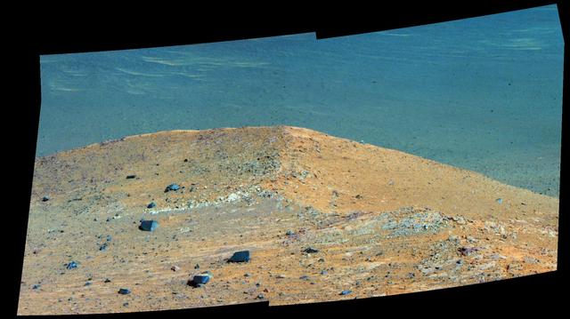 NASA image: Spirit Mound at Edge of Endeavour Crater, Mars Enhanced Color