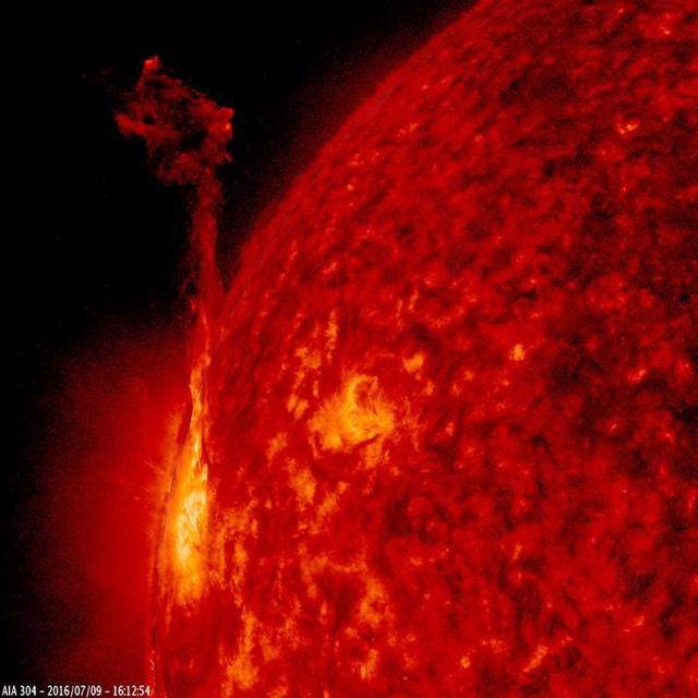 One active region at the edge of the Sun pushed out about ten thrusts of plasma in just over a day long period (July 9-10, 2016). All of them, propelled by magnetic forces, quickly withdrew back into the active region. The images were taken in a wavelength of extreme ultraviolet light. Movies are also available at the Photojournal. http://photojournal.jpl.nasa.gov/catalog/PIA20883