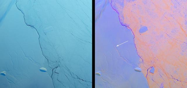 NASA image: Growing Crack in Antarctica Larsen C Ice Shelf Spotted by NASA MISR