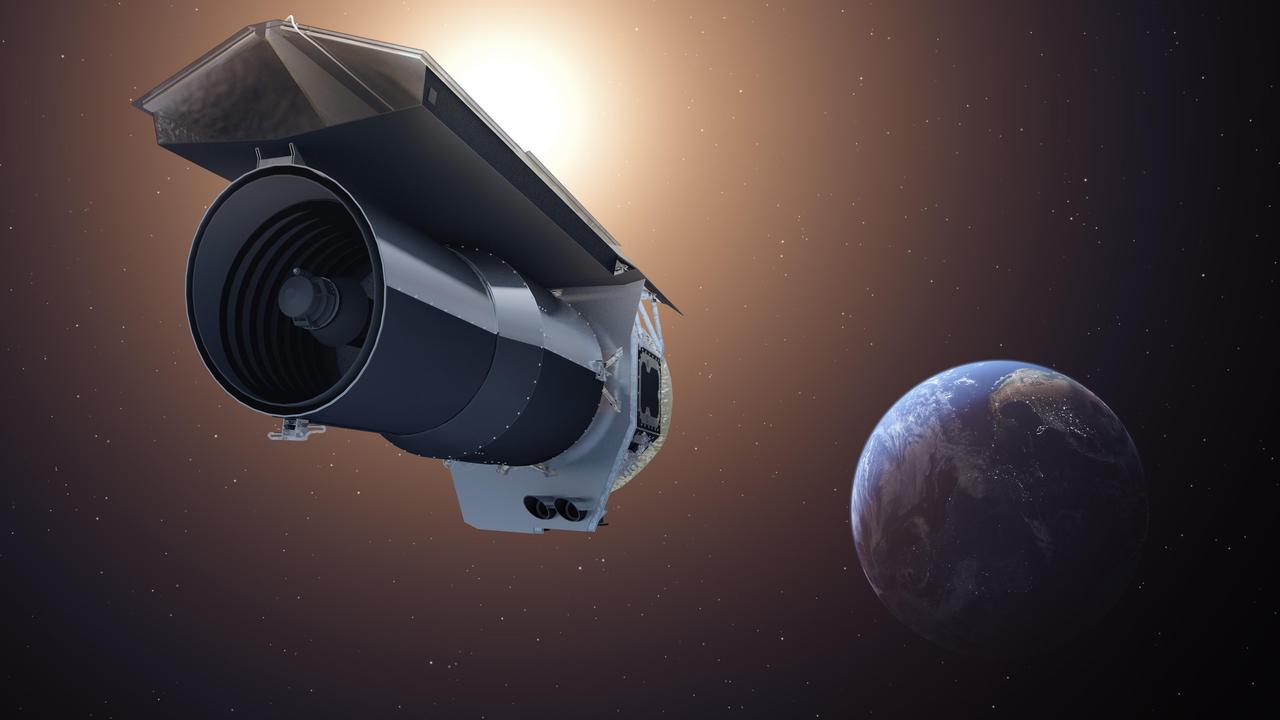 This artist's concept shows NASA's Spitzer Space Telescope. Spitzer begins its "Beyond" mission phase on Oct. 1, 2016. Spitzer is depicted in the orientation it assumes to establish communications with ground stations.  Spitzer is over 130 million miles (210 million kilometers) away from Earth, or about 1.5 times the distance between Earth and the Sun. The selected research proposals for Spitzer's Beyond phase include a variety of objects that the mission was not originally planned to address -- such as galaxies in the early universe, the black hole at the center of the Milky Way and exoplanets.  Spitzer faces increasing challenges and risks in its Beyond phase. To enable this riskier mode of operations, the mission team will have to override some autonomous safety systems. Mission engineers are hard at work preparing for these new challenges.  http://photojournal.jpl.nasa.gov/catalog/PIA20913