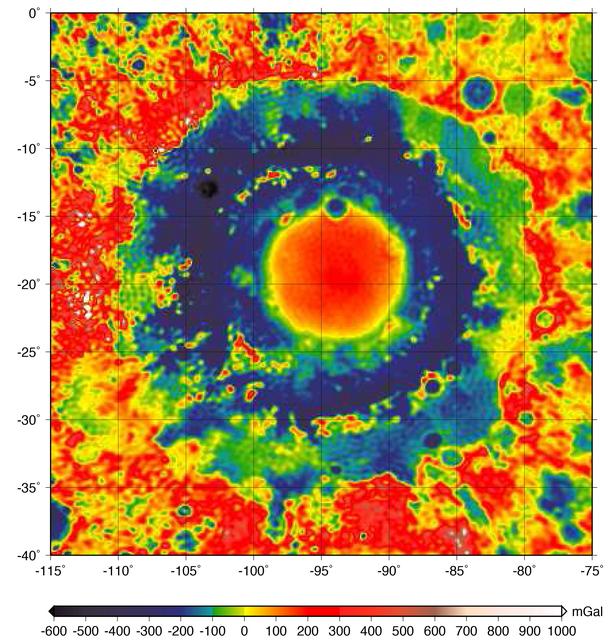 NASA image: GRAIL Gravity Map of Orientale Basin