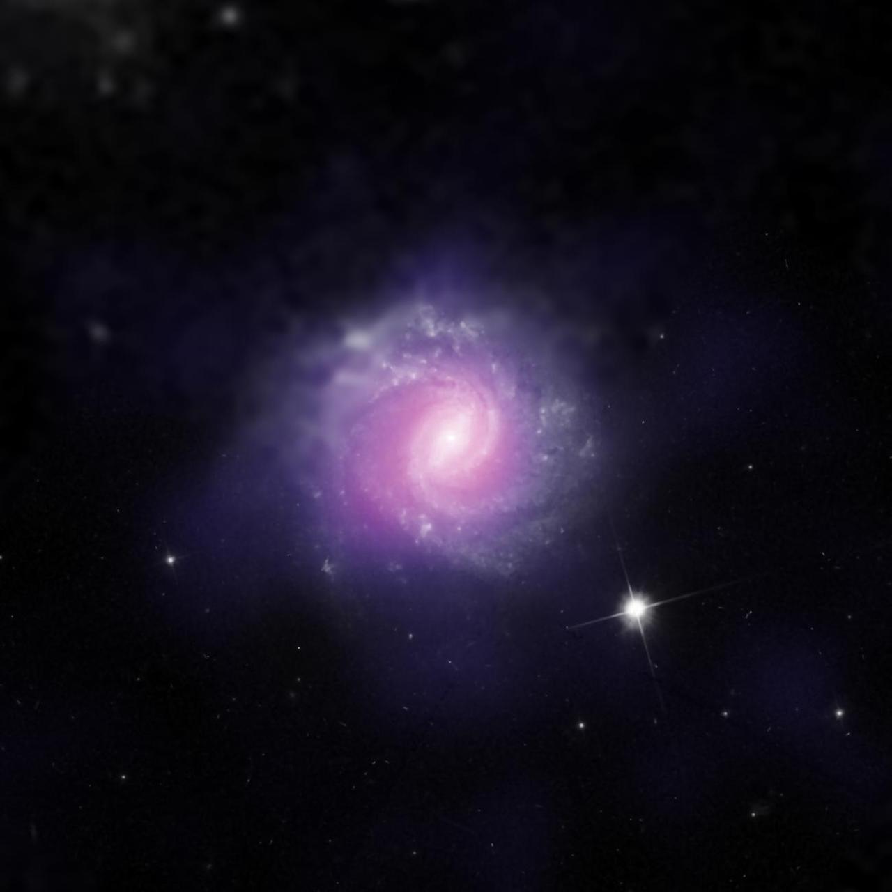 IC 3639, a galaxy with an active galactic nucleus, is seen in this image combining data from the Hubble Space Telescope and the European Southern Observatory.  This galaxy contains an example of a supermassive black hole hidden by gas and dust. Researchers analyzed NuSTAR data from this object and compared them with previous observations from NASA's Chandra X-Ray Observatory and the Japanese-led Suzaku satellite. The findings from NuSTAR, which is more sensitive to higher energy X-rays than these observatories, confirm the nature of IC 3639 as an active galactic nucleus that is heavily obscured, and intrinsically much brighter than observed.  http://photojournal.jpl.nasa.gov/catalog/PIA21087