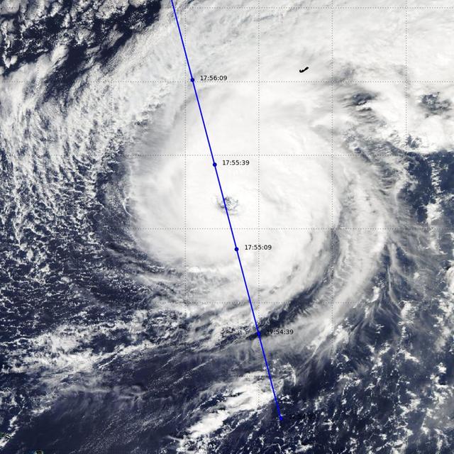 NASA's CloudSat satellite completed an eye overpass of Hurricane Nicole on Oct. 12, 2016, at 10:55 a.m. PDT (17:55 UTC) as the storm was moving toward Bermuda. At the time the system had sustained winds of 109 miles per hour (95 knots), with a minimum pressure of 962 millibars. CloudSat viewed the system just as it was going through a period of intensification (from 98 miles per hour, or 85 knots, to 121 miles per hour (105 knots) during a 12-hour period.   http://photojournal.jpl.nasa.gov/catalog/PIA21098