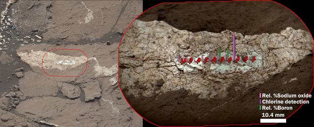 NASA image: Boron, Sodium and Chlorine in Mineral Vein Diyogha, Mars