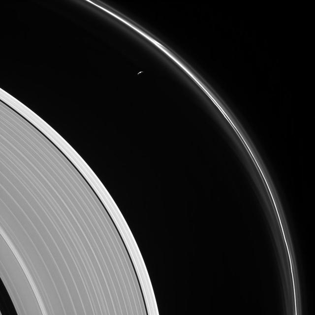 NASA image: Prometheus and the Ghostly F Ring