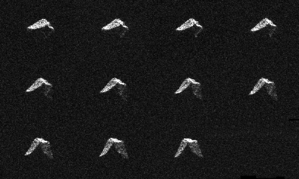 This composite of 11 images of asteroid 2017 BQ6 was generated with radar data collected using NASA's Goldstone Solar System Radar in California's Mojave Desert on Feb. 5, 2017, between 5:24 and 5:52 p.m. PST (8:24 to 8:52 p.m. EST / 1:24 to 1:52 UTC). The images have resolutions as fine as 12 feet (3.75 meters) per pixel.  http://photojournal.jpl.nasa.gov/catalog/PIA21453