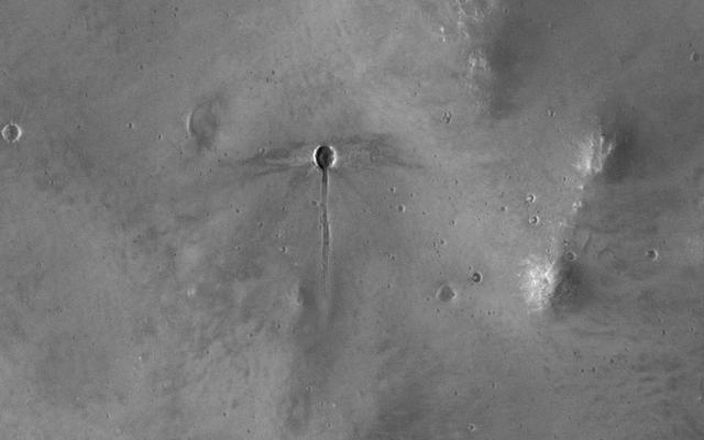 NASA image: A Dragonfly-Shaped Crater