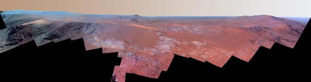 NASA image: Mars Rover Opportunity Panorama of Rocheport Enhanced Color