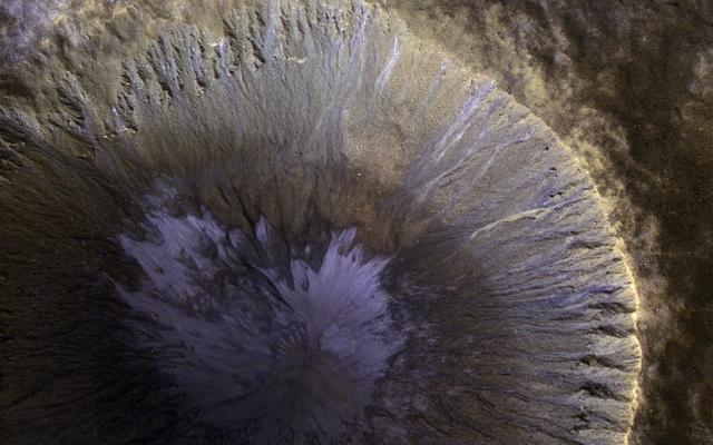 NASA image: A Winter's View of a Gullied Crater