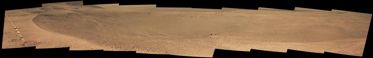 NASA's Opportunity Mars rover passed near this small, relatively fresh crater in April 2017, during the 45th anniversary of the Apollo 16 mission to the moon. The rover team chose to call it "Orion Crater," after the Apollo 16 lunar module. The rover's Panoramic Camera (Pancam) recorded this view. The crater's diameter is about 90 feet (27 meters). From the small amount of erosion or filling that Orion Crater has experienced, its age is estimated at no more than 10 million years. It lies on the western rim of Endeavour Crater. For comparison, Endeavor is about 14 miles (22 kilometers) in diameter and more than 3.6 billion years old. This view combines multiple images taken through three different Pancam filters. The selected filters admit light centered on wavelengths of 753 nanometers (near-infrared), 535 nanometers (green) and 432 nanometers (violet). The three color bands are combined here to show approximately true color. The component images were taken on April 26, 2017, during the 4,712th Martian day, or sol, of Opportunity's work on Mars. Apollo 16 astronauts John Young and Charles Duke flew in the Orion lunar module to and from the first human landing in the lunar highlands while Ken Mattingly orbited the moon in the command module, Casper. On the moon, Young and Duke investigated Plum Crater, which is approximately the same size as Mars' Orion Crater. https://photojournal.jpl.nasa.gov/catalog/PIA21708