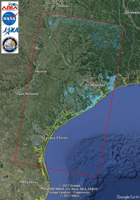 NASA image: Updated NASA Satellite Flood Map of Southeastern Texas (ALOS-2 Data)