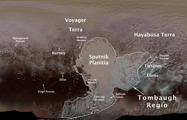 NASA image: First Official Pluto Feature Names