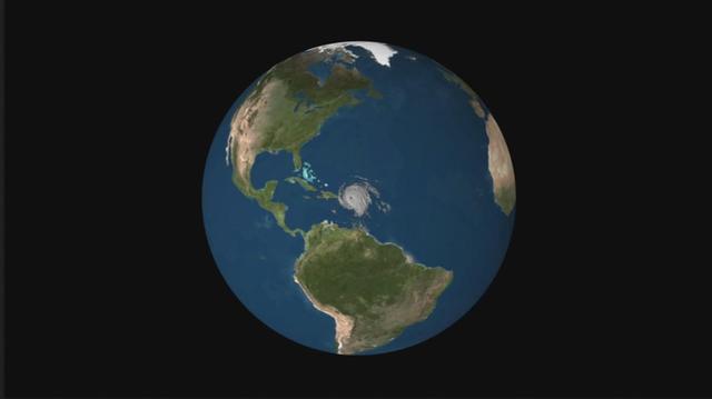 NASA's CloudSat satellite flew over Hurricane Irma on Sept. 6, 2017 at 1:45 p.m. EDT (17:45 UTC) as the storm was approaching Puerto Rico in the Atlantic Ocean. Hurricane Irma contained estimated maximum sustained winds of 185 miles per hour (160 knots) with a minimum pressure of 918 millibars.  CloudSat transected the eastern edge of Hurricane Irma's eyewall, revealing details of the storm's cloud structure beneath its thick canopy of cirrus clouds. The CloudSat Cloud Profiling Radar excels in detecting the organization and placement of cloud layers beneath a storm's cirrus canopy, which are not readily detected by other satellite sensors.  The CloudSat overpass reveals the inner details beneath the cloud tops of this large system; intense areas of convection with moderate to heavy rainfall (deep red and pink colors), cloud-free areas (moats) in between the inner and outer cloud bands of Hurricane Irma and cloud top heights averaging around 9 to 10 miles (15 to 16 kilometers). Lower values of reflectivity (areas of green and blue) denote smaller-sized ice and water particle sizes typically located at the top of a storm system (in the anvil area).  The Cloud Profiling Radar loses signal at around 3 miles (5 kilometers) in height (in the melting layer) due to water (ice) particles larger than 0.12 inches (3 millimeters) in diameter. Moderate to heavy rainfall occurs in these areas where signal weakening is detectable. Smaller cumulus and cumulonimbus cloud types are evident as CloudSat moves farther south, beneath the thick cirrus canopy.   An animation is available at https://photojournal.jpl.nasa.gov/catalog/PIA21947